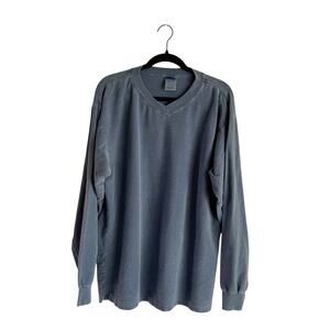 Columbia Blue Ribbed V Neck Sweatshirt - Large Casual Chill Gorp